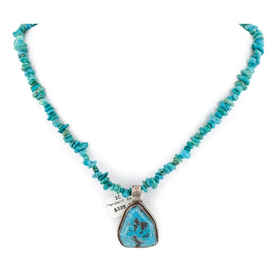 Certified Authentic .925 Sterling Silver Navajo Natural Turquoise Native American Necklace 15003-2-15222