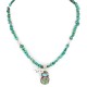 .925 Sterling Silver Certified Authentic Navajo Natural and and Spiderweb Turquoise Quartz Native American Necklace 14545-13-15781