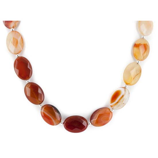 Certified Authentic Navajo Nickel Natural Carnelian Native American Necklace 25289-2