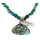 .925 Sterling Silver Certified Authentic Navajo Natural and Spiderweb Turquoise Hematite Native American Necklace 15029-3-15781