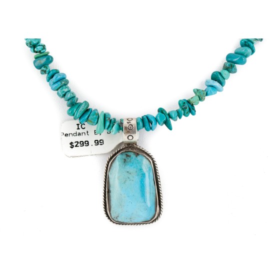 .925 Sterling Silver Certified Authentic Navajo Turquoise Coral Native American Necklace 14296-2-1577