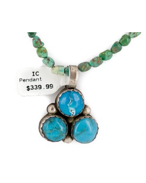 .925 Sterling Silver Navajo Certified Authentic Turquoise Coral Native American Necklace 14785-12-790102