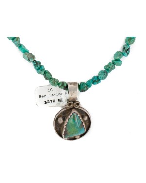 .925 Sterling Silver Navajo Certified Authentic Turquoise Quartz Native American Necklace 14545-15-790102