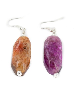 Certified Authentic Navajo .925 Sterling Silver Hooks Dyed Agate Dangle Native American Earrings 18119-2