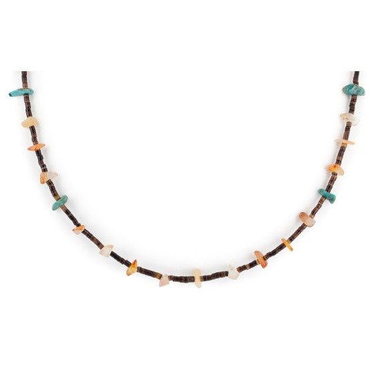 Certified Authentic Navajo .925 Sterling Silver Natural Turquoise Carnelian Native American Necklace Chain 750191