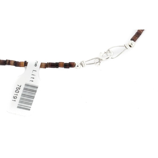 Certified Authentic Navajo .925 Sterling Silver Natural Turquoise Carnelian Native American Necklace Chain 750191