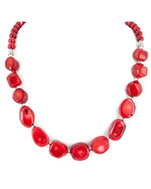 Certified Authentic Navajo Nickel Coral Native American Necklace 25291