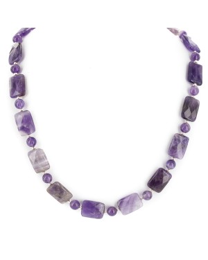 Certified Authentic Navajo Nickel Natural Amethyst Native American Necklace 17015