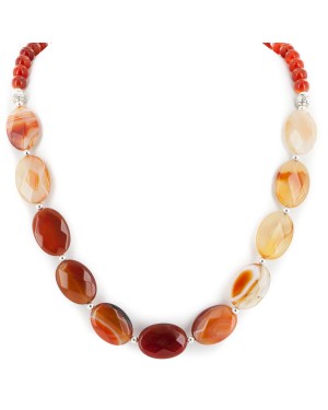 Certified Authentic Navajo Nickel Natural Carnelian Native American Necklace 25289-2