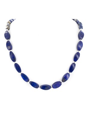 Certified Authentic Navajo Nickel Natural Lapis Lazuli Native American Necklace 17014