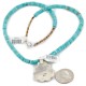 .925 Sterling Silver Certified Authentic Navajo Natural Turquoise Native American Necklace 14798-5-15398