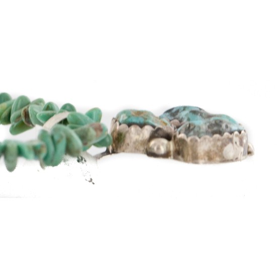.925 Sterling Silver Certified Authentic Navajo Natural Turquoise Coral Native American Necklace 15040-23-790102