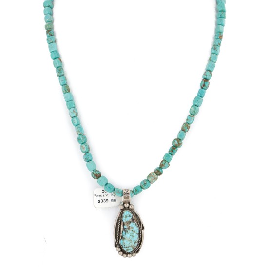.925 Sterling Silver Certified Authentic Navajo Natural Turquoise Native American Necklace 15017-28-1577 .925 Sterling Silver Certified Authentic Navajo Natural Turquoise Native American Necklace 15017-28-1577