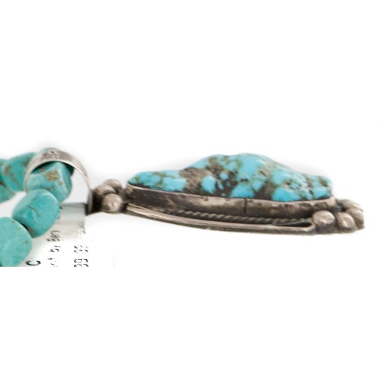 .925 Sterling Silver Certified Authentic Navajo Natural Turquoise Native American Necklace 15017-28-1577 .925 Sterling Silver Certified Authentic Navajo Natural Turquoise Native American Necklace 15017-28-1577