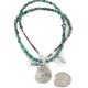 .925 Sterling Silver Certified Authentic Navajo Turquoise Amethyst Native American Necklace 14545-12-15762
