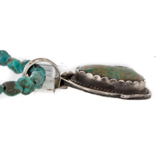 .925 Sterling Silver Certified Authentic Navajo Turquoise Amethyst Native American Necklace 14545-12-15762