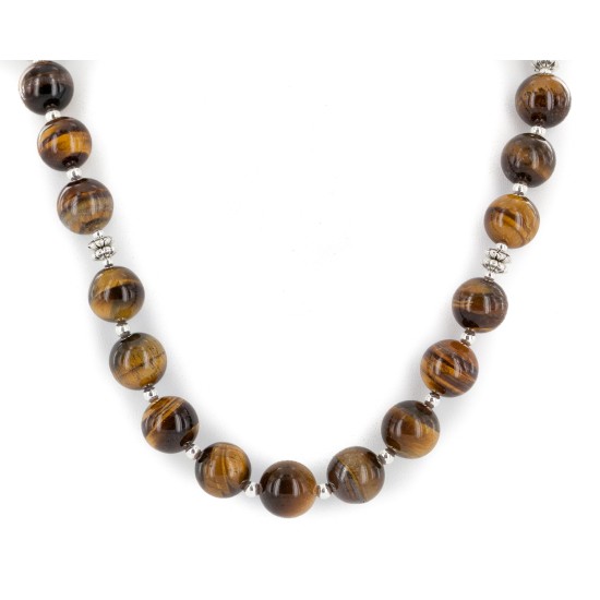 Certified Authentic Navajo Natural Tigers Eye Native American Necklace 25288