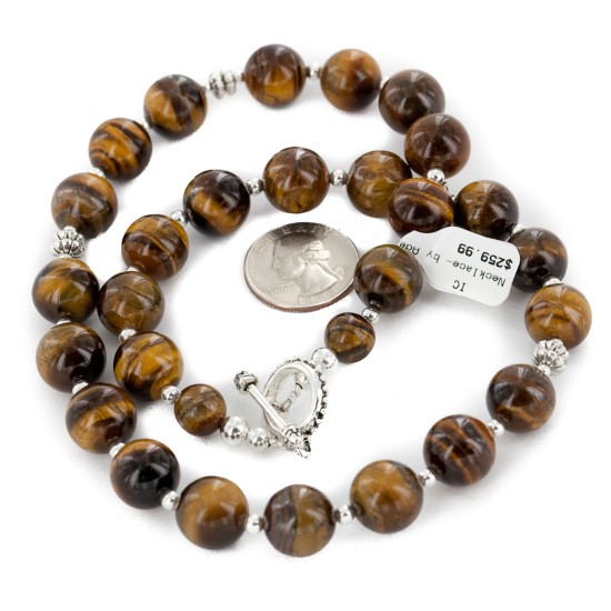 Certified Authentic Navajo Natural Tigers Eye Native American Necklace 25288
