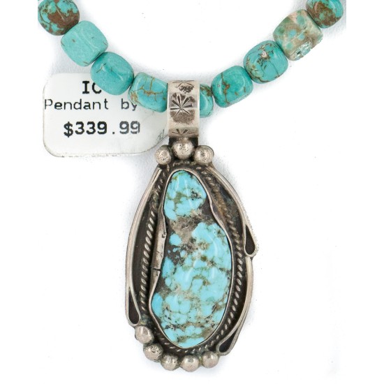 .925 Sterling Silver Certified Authentic Navajo Natural Turquoise Native American Necklace 15017-28-1577 .925 Sterling Silver Certified Authentic Navajo Natural Turquoise Native American Necklace 15017-28-1577