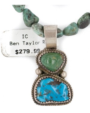.925 Sterling Silver Certified Authentic Navajo Turquoise Coral Native American Necklace 14545-20-14949