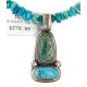 .925 Sterling Silver Certified Authentic Navajo Turquoise Native American Necklace 14476-6-15393