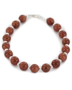 Certified Authentic Navajo Natural Goldstone Nickel Native American Bracelet 12933