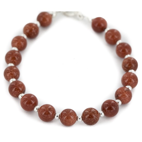 Certified Authentic Navajo Natural Goldstone Nickel Native American Bracelet 12933