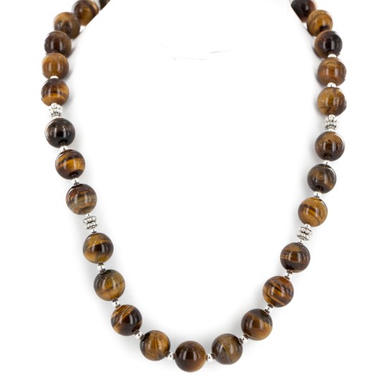 Certified Authentic Navajo Natural Tigers Eye Native American Necklace 25288