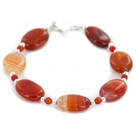 Certified Authentic Navajo Nickel Natural Carnelian Native American Bracelet 12931-2