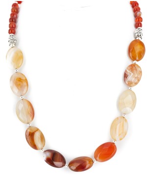 Certified Authentic Navajo Nickel Natural Carnelian Native American Necklace 25289-11