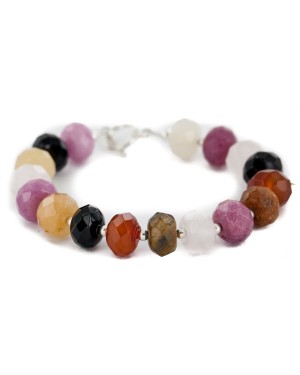 Certified Authentic Navajo Nickel Natural Multicolor Quartz Native American Bracelet 12937