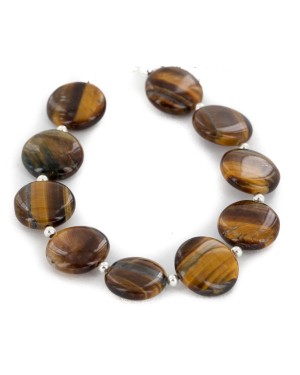 Certified Authentic Nickel Navajo Natural Tigers Eye Native American Bracelet 12936-2