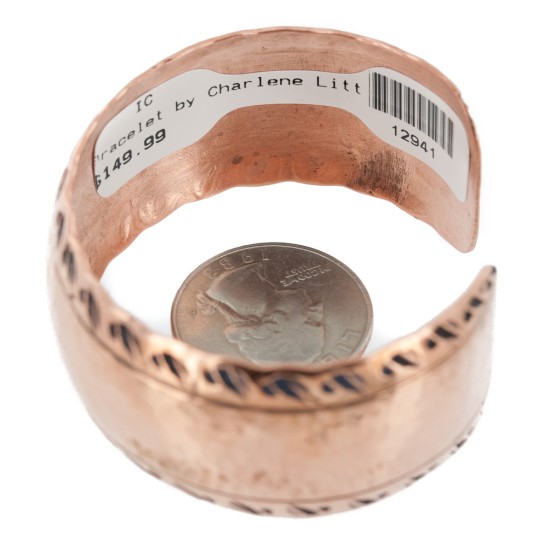 Handmade Certified Authentic Hammered Navajo Pure Copper Native American Bracelet 12941