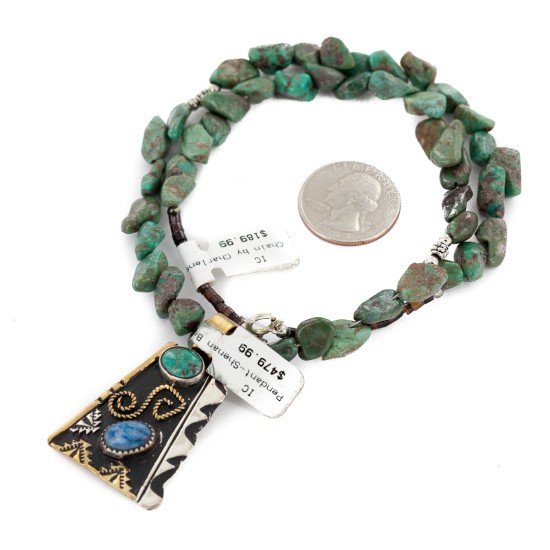 12kt Gold Filled .925 Sterling Silver Handmade Certified Authentic Navajo Natural Turquoise Lapis Native American Necklace 24170-1-102248 12kt Gold Filled .925 Sterling Silver Handmade Certified Authentic Navajo Natural Turquoise Lapis Native American Necklace 24170-1-102248