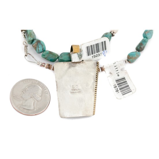 12kt Gold Filled .925 Sterling Silver Buffalo Handmade Certified Authentic Navajo White and Turquoise Coral Native American Necklace 1507-8-15781 12kt Gold Filled .925 Sterling Silver Buffalo Handmade Certified Authentic Navajo White and Turquoise Coral Native American Necklace 1507-8-15781