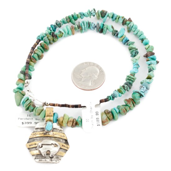 12kt Gold Filled .925 Sterling Silver Bear Handmade Certified Authentic Navajo Natural Turquoise Native American Necklace 24154-11-15781 12kt Gold Filled .925 Sterling Silver Bear Handmade Certified Authentic Navajo Natural Turquoise Native American Necklace 24154-11-15781