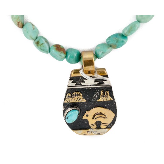 12kt Gold Filled .925 Sterling Silver Bear Handmade Certified Authentic Navajo Turquoise Black Onyx Native American Necklace 740101-3-17019-1 12kt Gold Filled .925 Sterling Silver Bear Handmade Certified Authentic Navajo Turquoise Black Onyx Native American Necklace 740101-3-17019-1