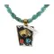 12kt Gold Filled .925 Sterling Silver Buffalo Handmade Navajo White and Turquoise Coral Native American Necklace 1507-8-15781