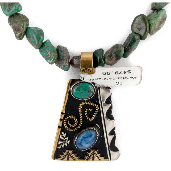 12kt Gold Filled .925 Sterling Silver Handmade Certified Authentic Navajo Natural Turquoise Lapis Native American Necklace 24170-1-102248 12kt Gold Filled .925 Sterling Silver Handmade Certified Authentic Navajo Natural Turquoise Lapis Native American Necklace 24170-1-102248
