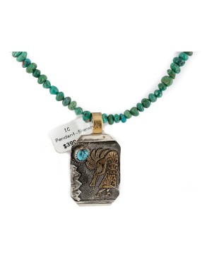 12kt Gold Filled .925 Sterling Silver Kokopelli Handmade Certified Authentic Navajo Natural Turquoise Carnelian Native American Necklace 740100-20-790102