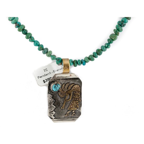 12kt Gold Filled .925 Sterling Silver Kokopelli Handmade Certified Authentic Navajo Natural Turquoise Carnelian Native American Necklace 740100-20-790102
