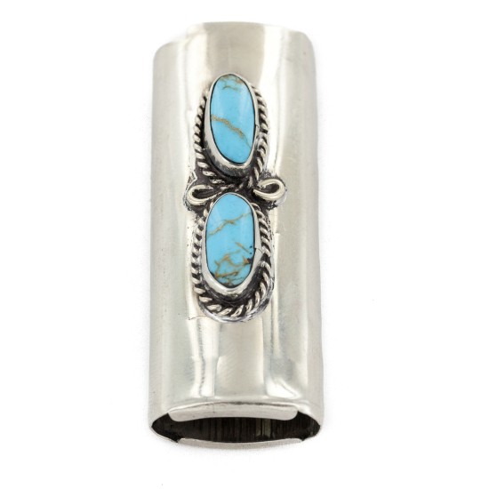 Certified Authentic Navajo Nickel .925 Sterling Silver Natural Turquoise Native American Lighter Case 18123