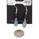 Certified Authentic Navajo .925 Sterling Silver Hooks Dangle Natural Amethyst Turquoise Native American Earrings 18106-13