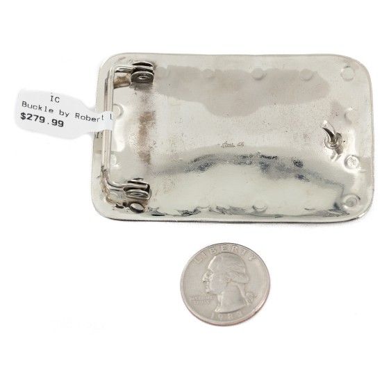 Certified Authentic Handmade Navajo Nickel White Howlite Native American Buckle 1208-1