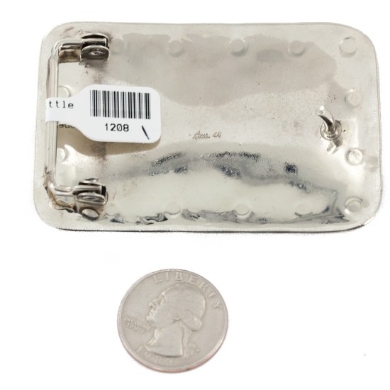 Certified Authentic Handmade Navajo Nickel White Howlite Native American Buckle 1208-1