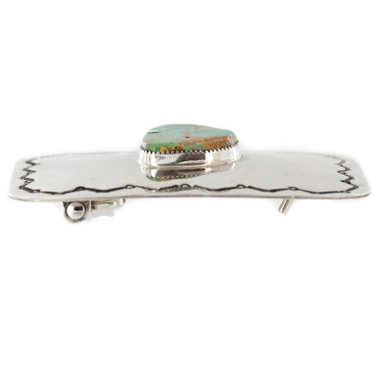 Certified Authentic Handmade Navajo Nickel Natural Turquoise Native American Buckle 1207-3