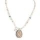 Oval .925 Sterling Silver Navajo Certified Authentic Natural White and Turquoise Native American Necklace 12924-4-25289