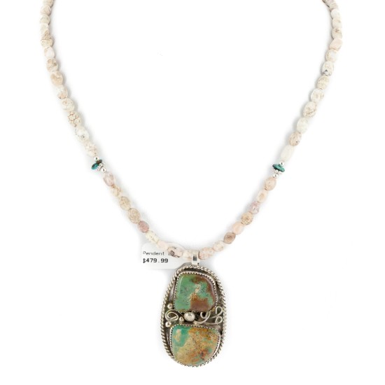 .925 Sterling Silver Navajo Certified Authentic White Howlite Native American Necklace 12926-4-25289