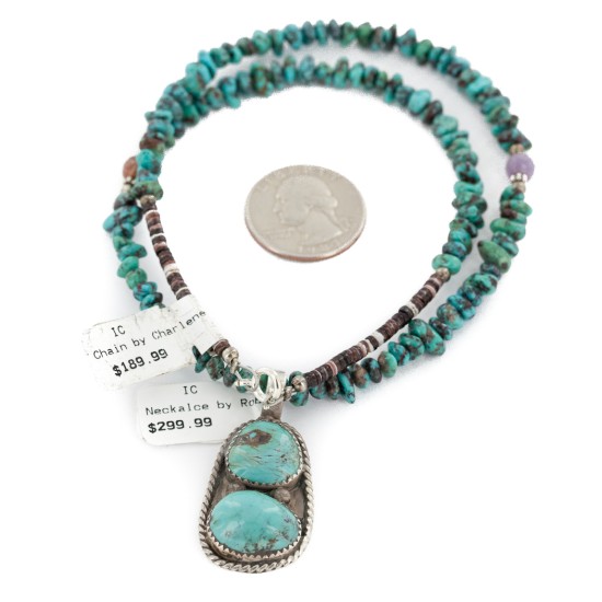 .925 Sterling Silver Navajo Certified Authentic Natural Turquoise Native American Necklace 24464-15781 .925 Sterling Silver Navajo Certified Authentic Natural Turquoise Native American Necklace 24464-15781