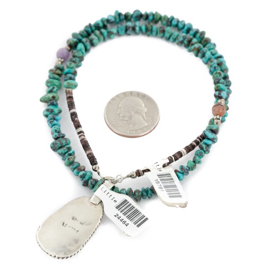.925 Sterling Silver Navajo Certified Authentic Natural Turquoise Native American Necklace 24464-15781 .925 Sterling Silver Navajo Certified Authentic Natural Turquoise Native American Necklace 24464-15781